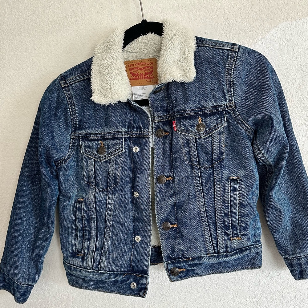Levi's Kid’s Denim Jacket with Cream Sherpa Lining